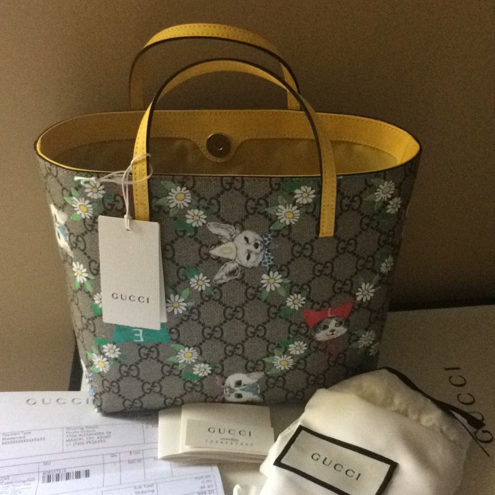 GUCCI T.GG SUP.ST.LOVE PET PRINT TOTE
